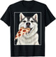 Husky eating pizza. - Dog with pizza slices Men Women Kids T-Shirt - T-Shirt | Black