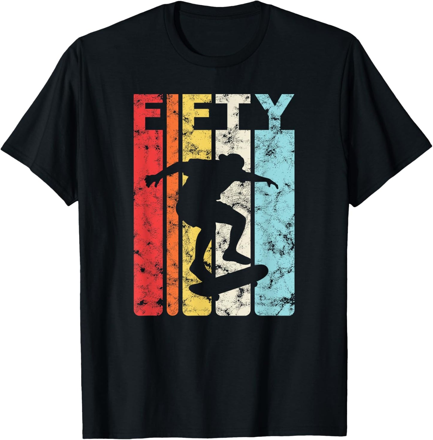 50th Birthday Party 50 Years Skateboard Skater Skating Retro T-Shirt - T-Shirt | Black