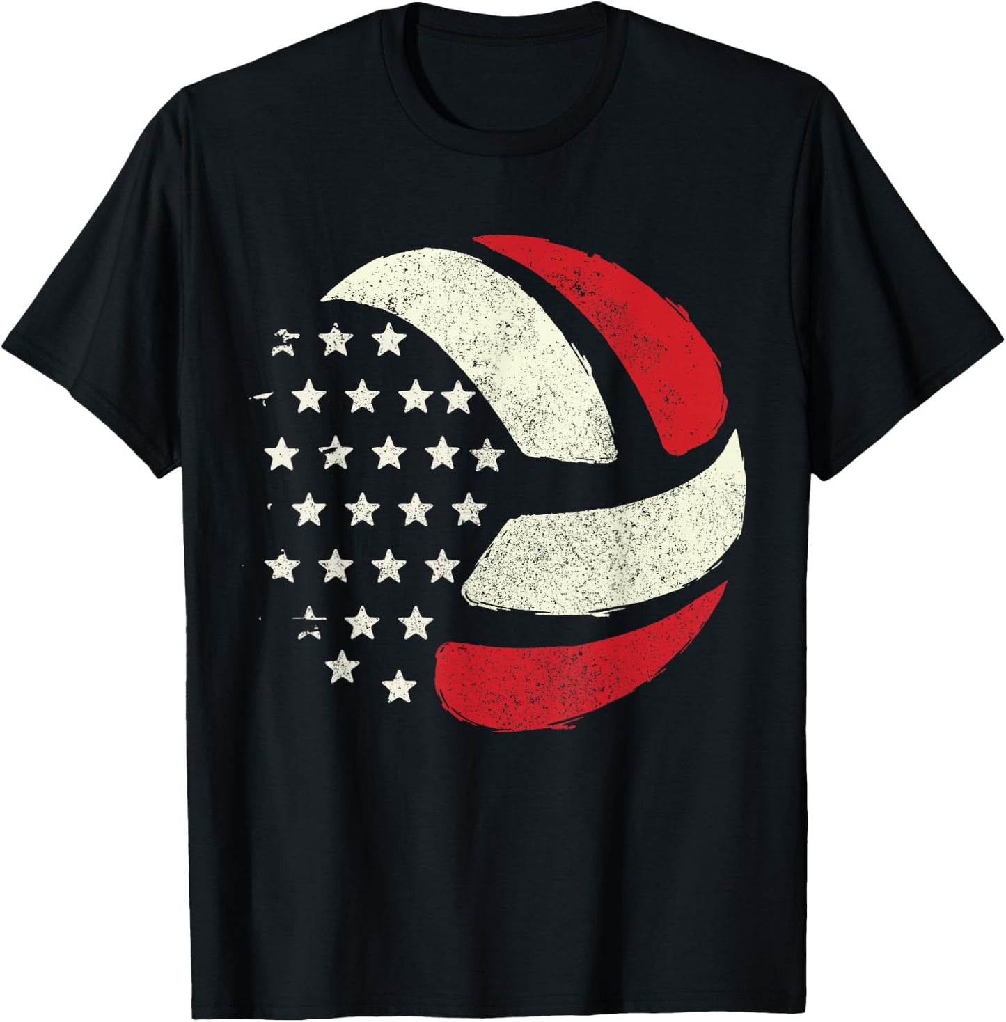 American Flag Patriotic 4th of July Volleyball Player Women Men T-Shirt - T-Shirt | Black