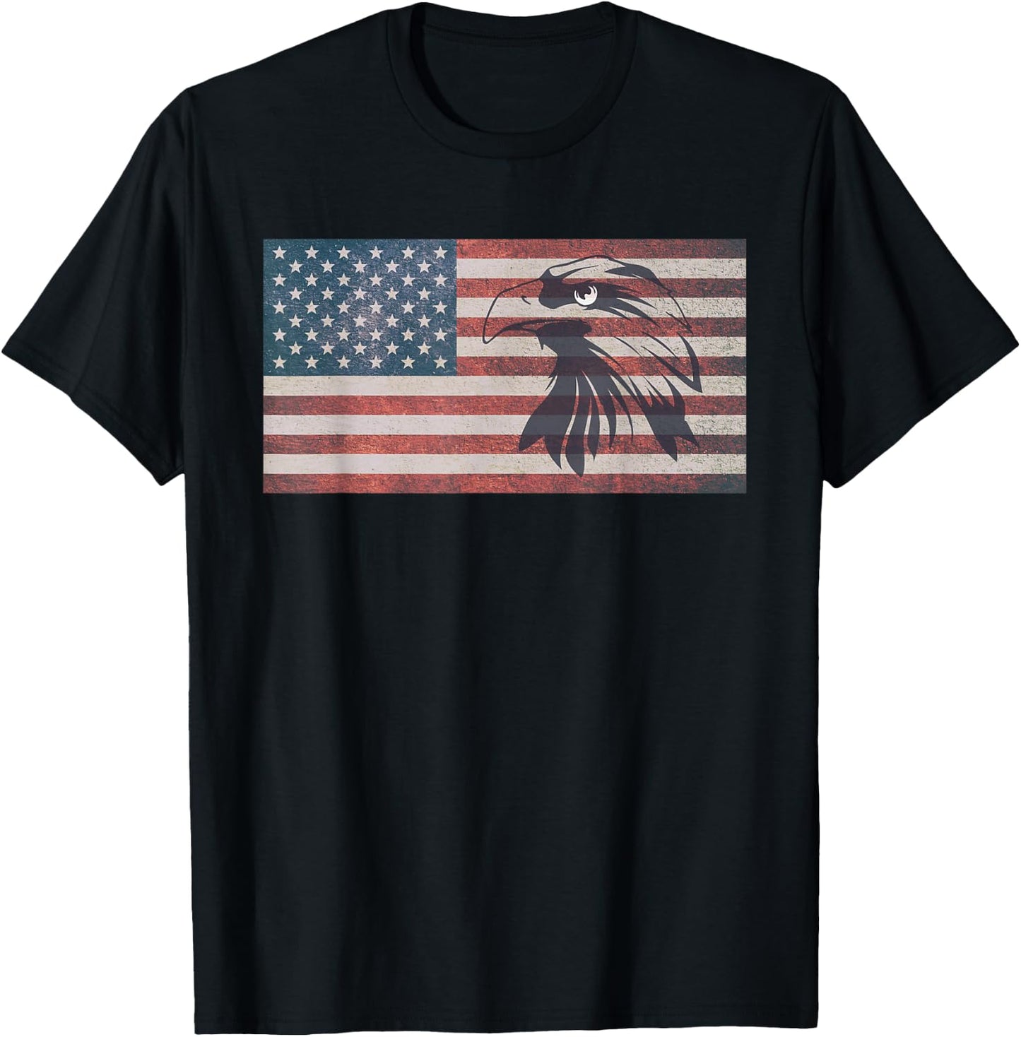 American Flag Eagle USA T-Shirt - T-Shirt | Black