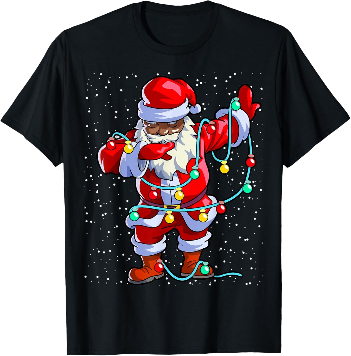 Santa Claus Black Christmas Afro African American Xmas T-Shirt - T-Shirt | Black