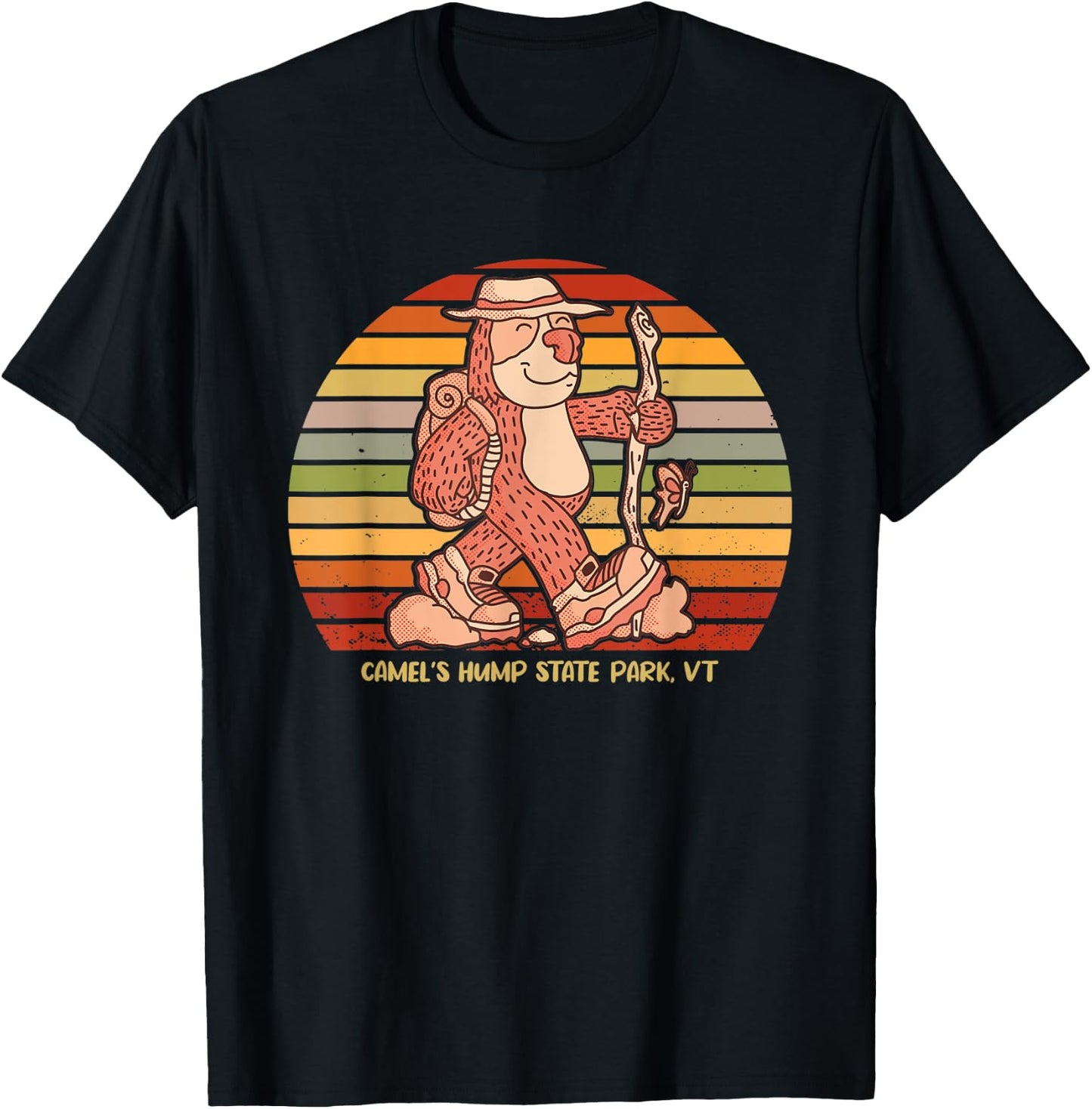 Camel's Hump State Park Vermont Hiking Sloth Camping T-Shirt - T-Shirt | Black