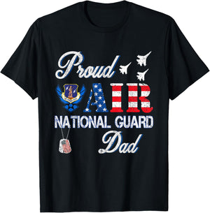 Proud Air National Guard Dad Air Force Veterans Day T-Shirt - T-Shirt | Black