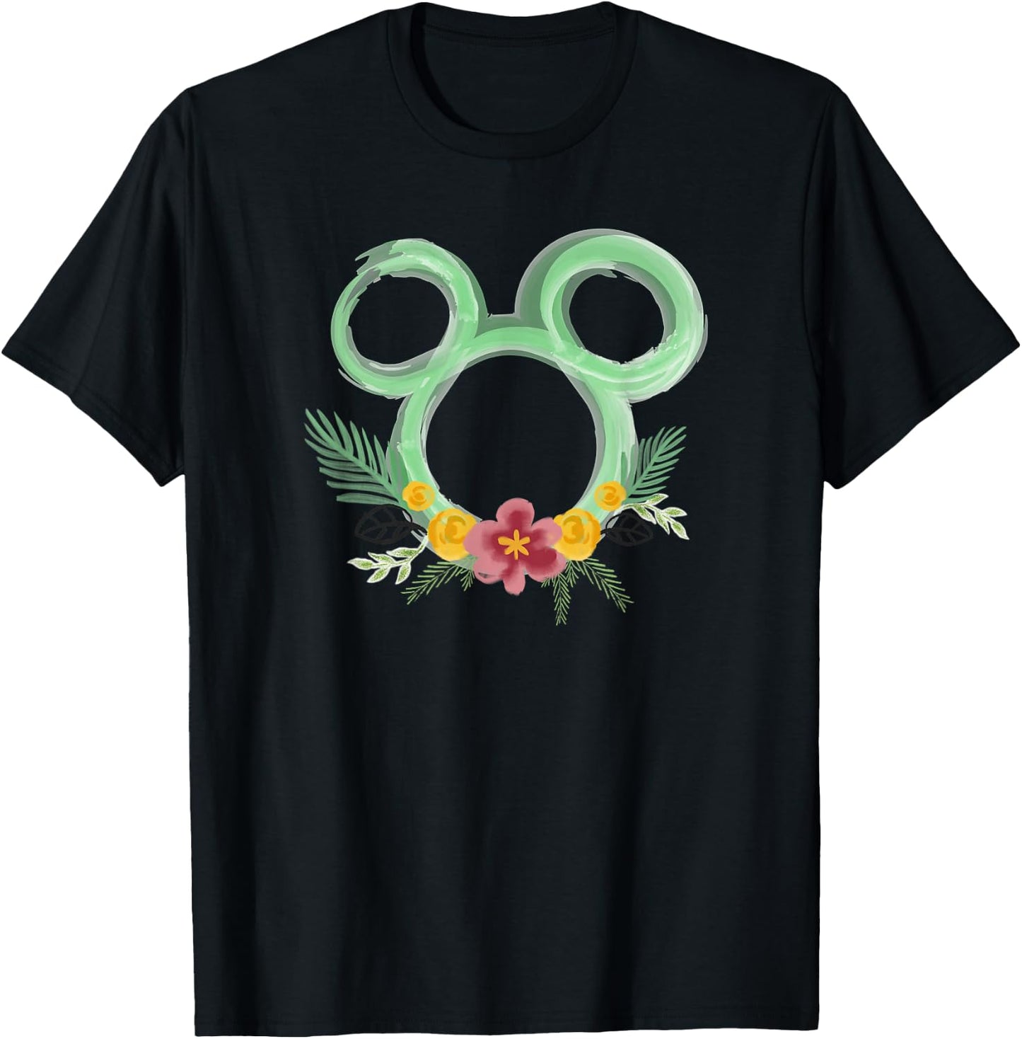 Disney Mickey and Friends Green Decals T-Shirt - T-Shirt | Black