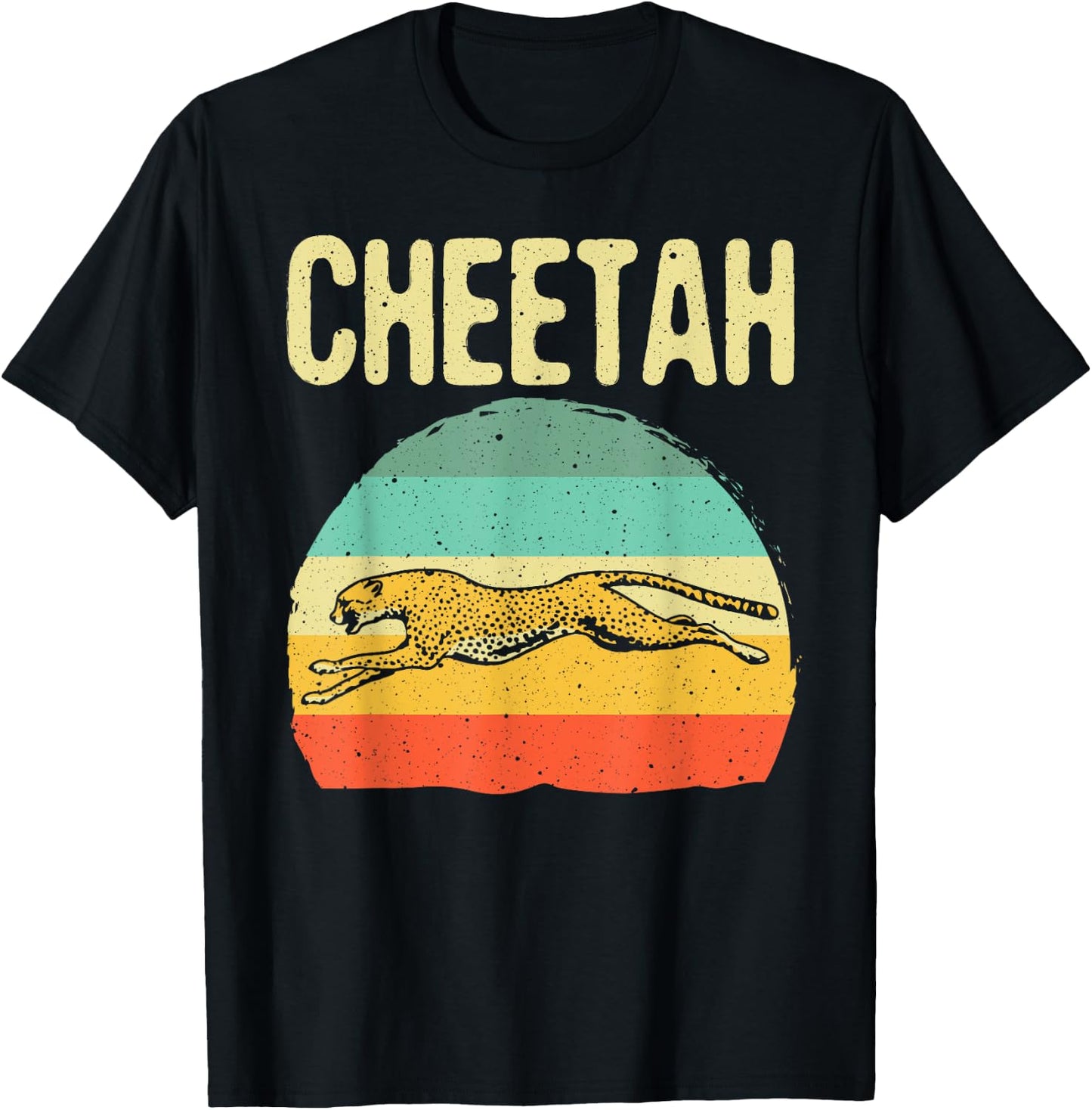 Funny Vintage Cheetah Art Boys Girls Leopard Safari Wildlife T-Shirt - T-Shirt | Black