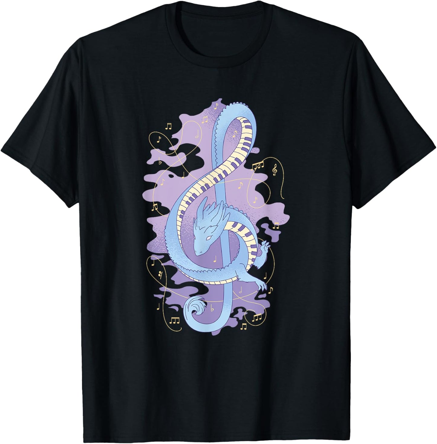 Musical Dragon Creature Music Piano Instrument T-Shirt - T-Shirt | Black
