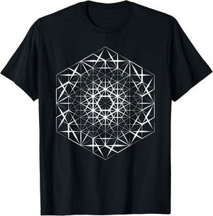 Sacred Geometry Hexagon Web Mandala T-Shirt - T-Shirt | Black