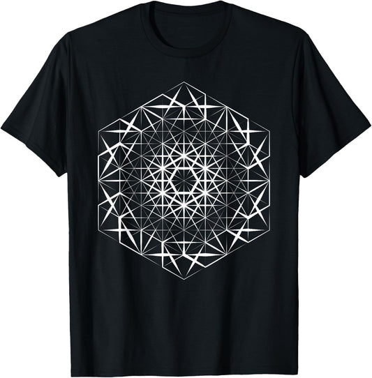 Sacred Geometry Hexagon Web Mandala T-Shirt - T-Shirt | Black