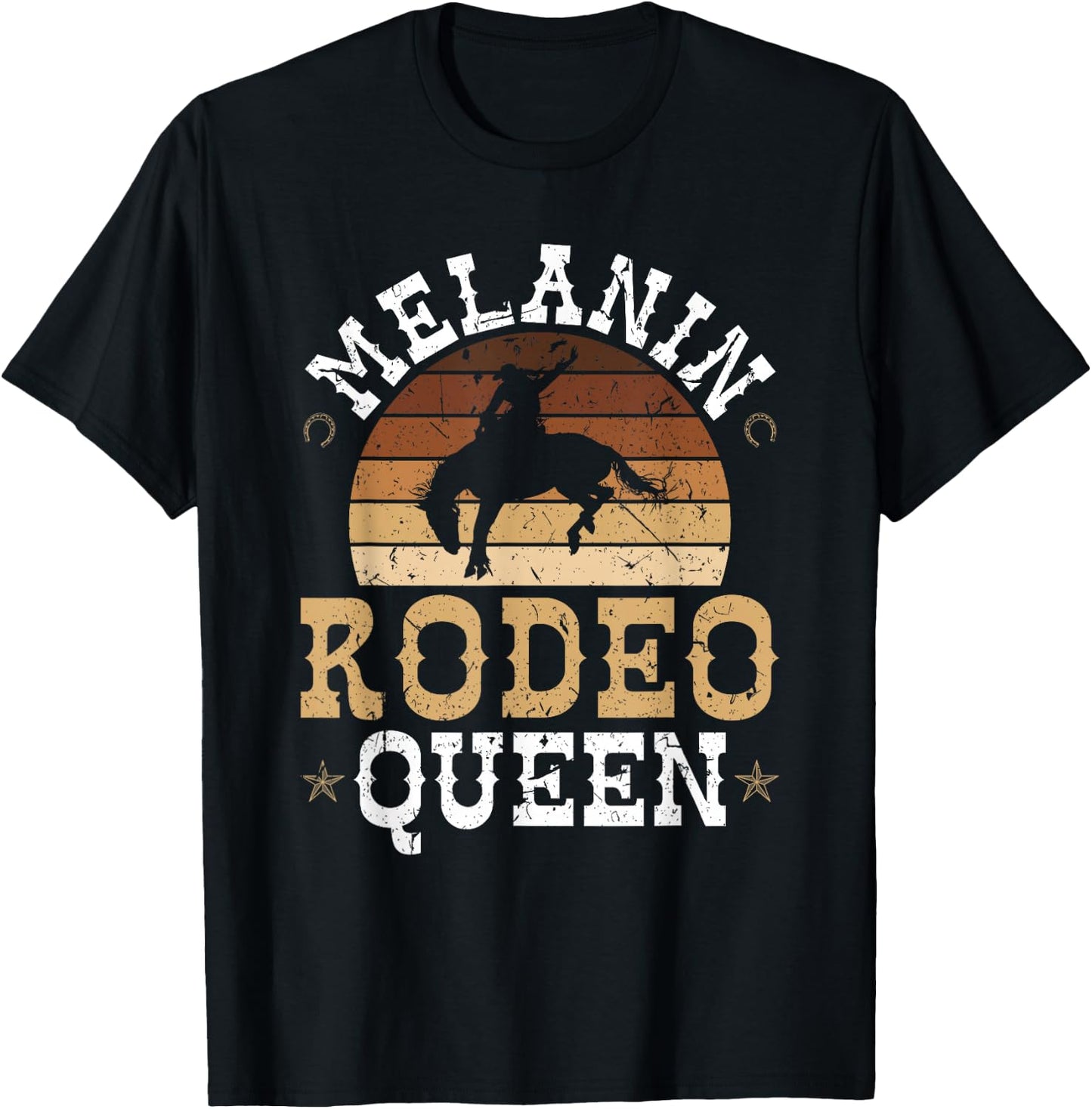 Melanin Rodeo Queen Bronc Rides African American Cowgirl T-Shirt - T-Shirt | Black