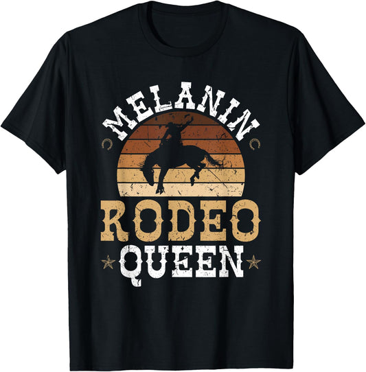 Melanin Rodeo Queen Bronc Rides African American Cowgirl T-Shirt - T-Shirt | Black