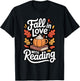 Fall in Love with Reading Autumn Librarian Cute Book Lover T-Shirt - T-Shirt | Black