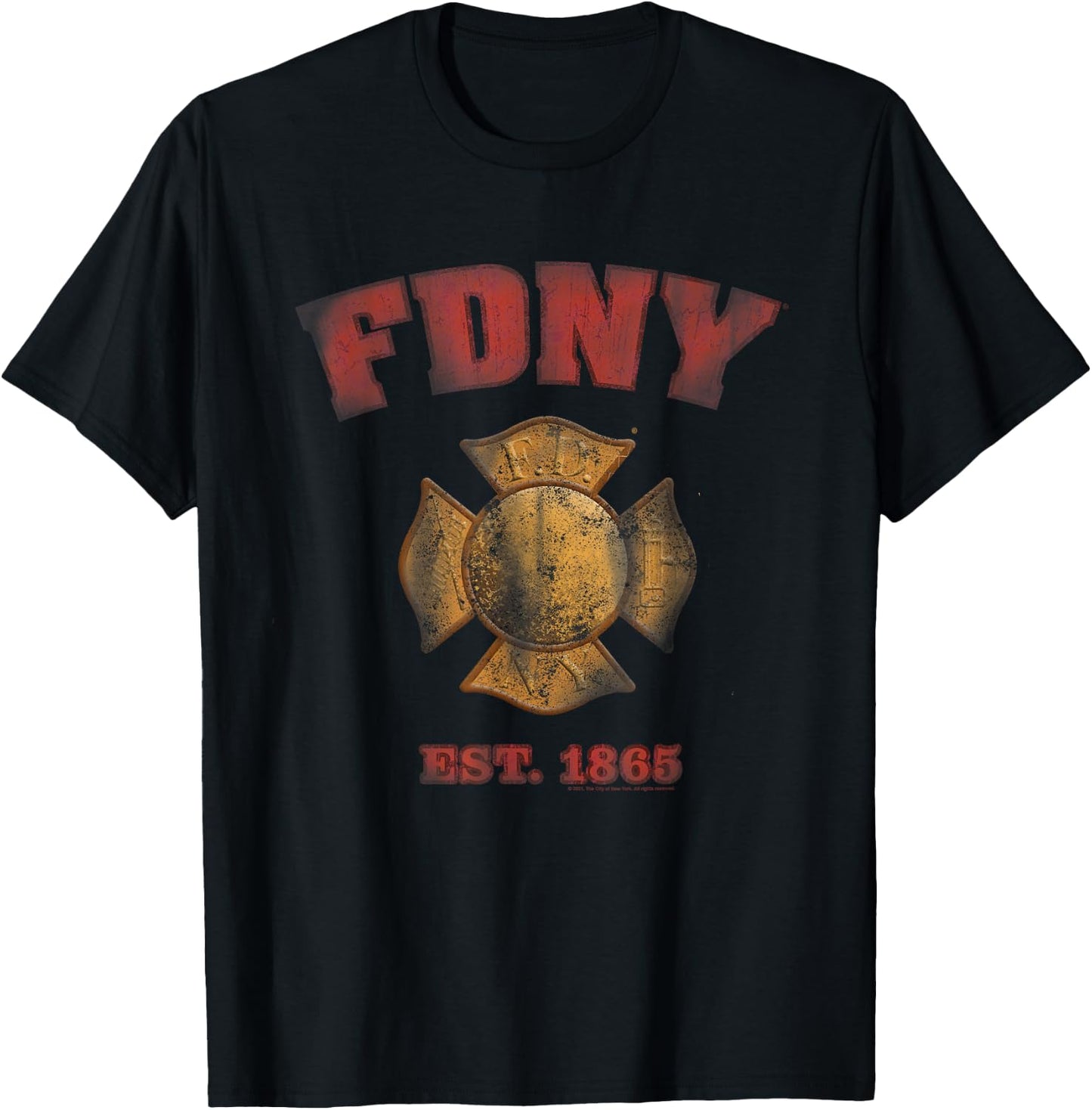 New York City FDNY Vintage Badge T-Shirt - T-Shirt | Black