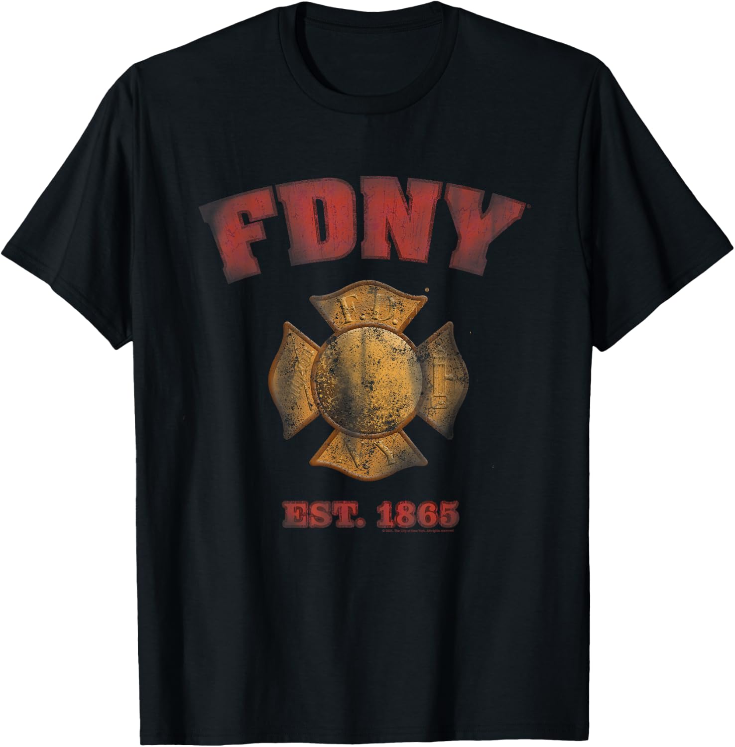 New York City FDNY Vintage Badge T-Shirt - T-Shirt | Black