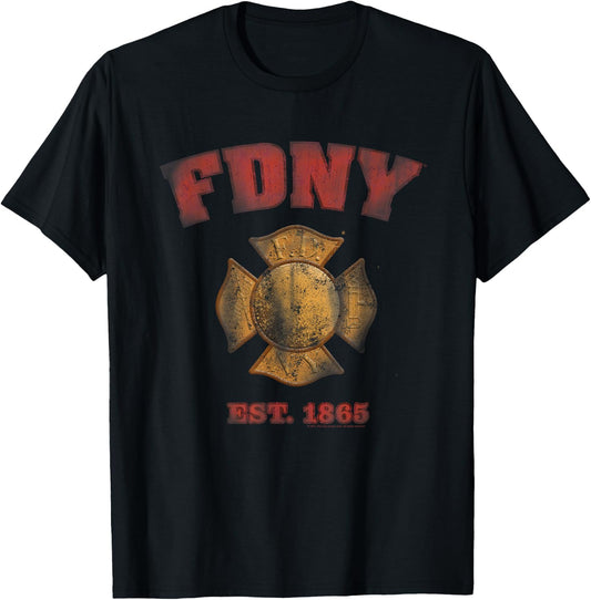 New York City FDNY Vintage Badge T-Shirt - T-Shirt | Black