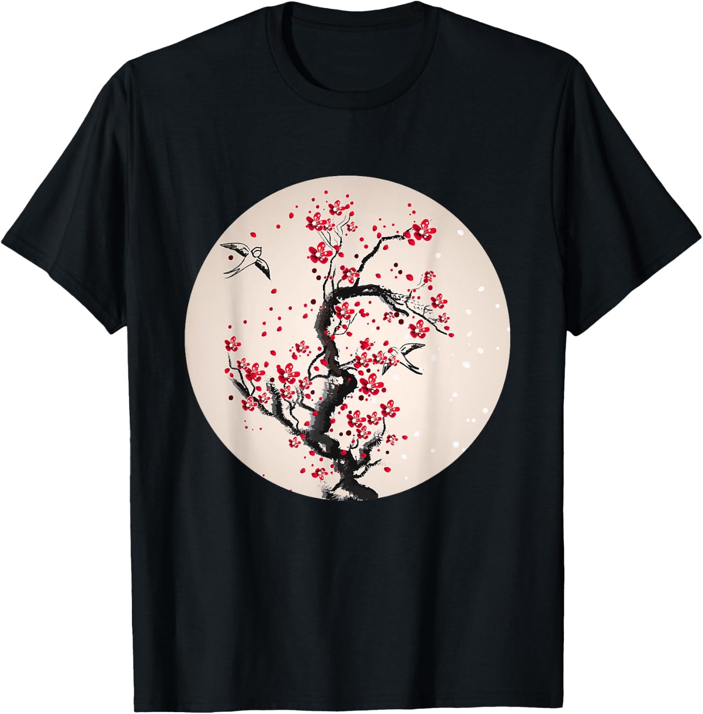 Watercolor Cherry Blossom Tree T-Shirt - T-Shirt | Black