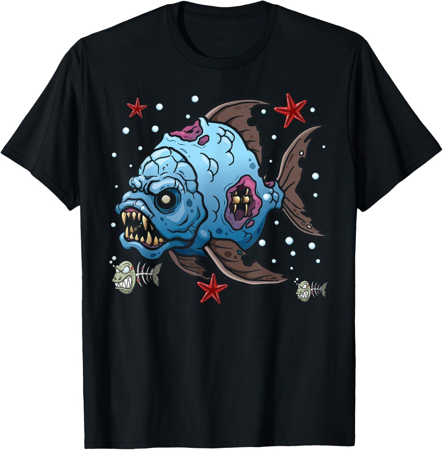 Sea Animal Zombies Fish Funny Halloween Costume Fish T-Shirt - T-Shirt | Black