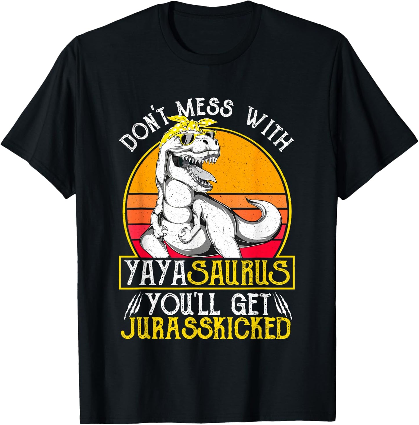 Vintage Jurasskicked Yaya Saurus T Shirt, Dino Greek Grandma T-Shirt - T-Shirt | Black