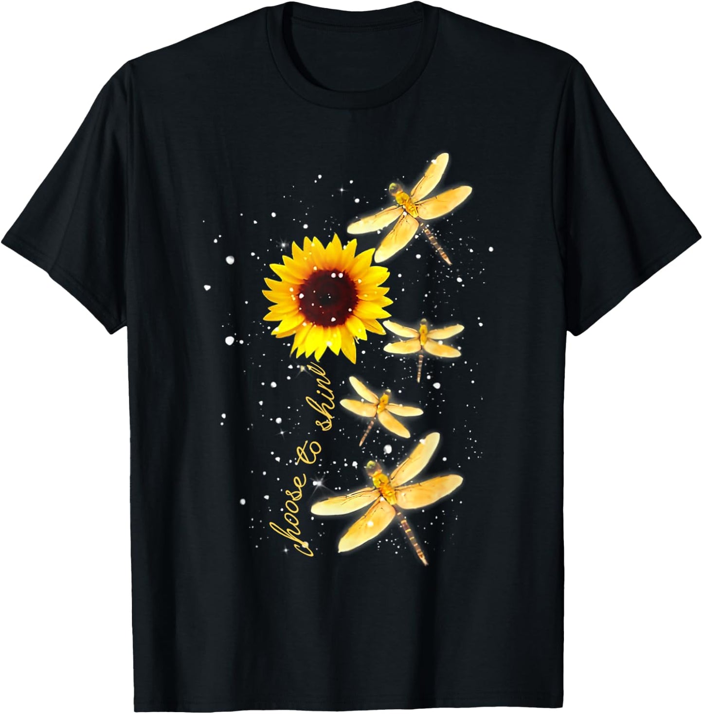 Dragonfly Sunflower Teacher Growth Mindset Choose To Shine Men Women Kids T-Shirt - T-Shirt | Black