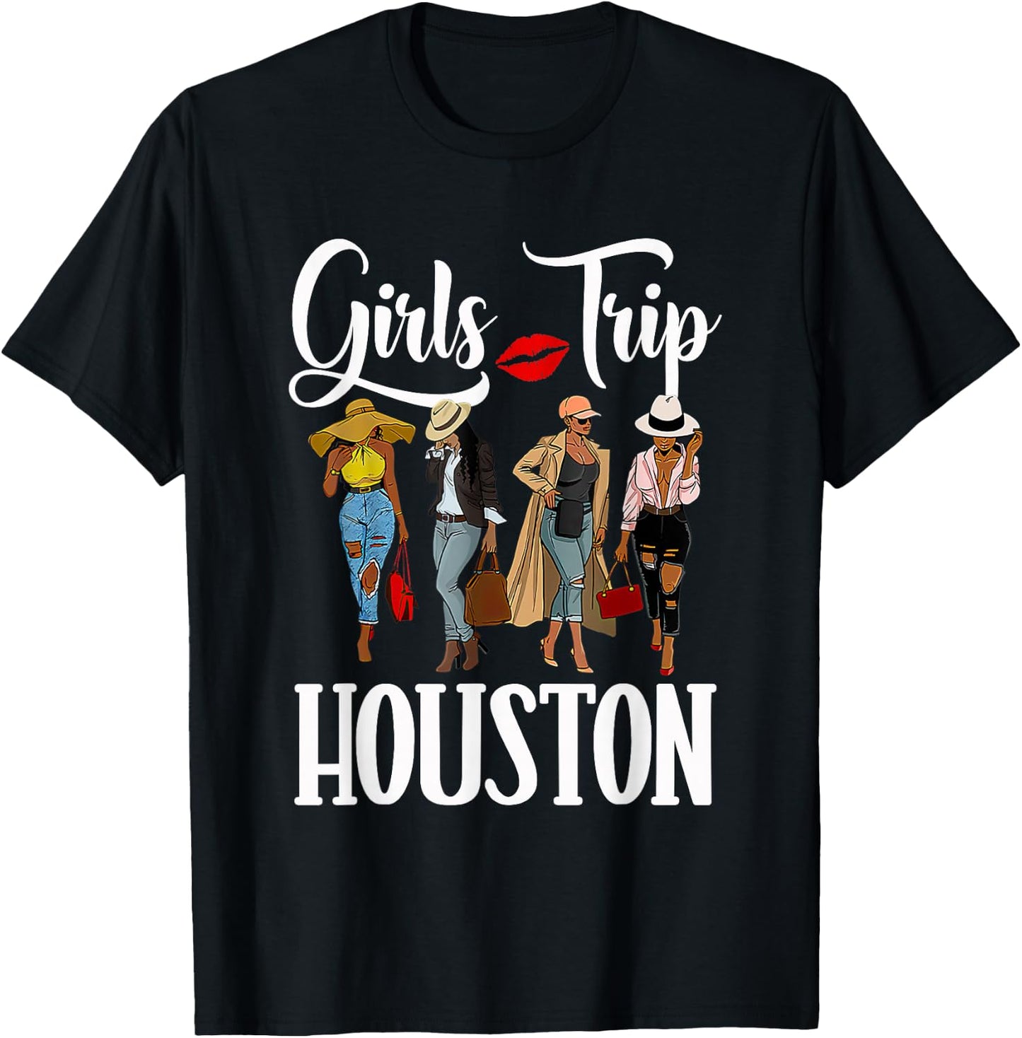 Girls Trip Houston For Melanin Afro Black Vacation Women T-Shirt - T-Shirt | Black