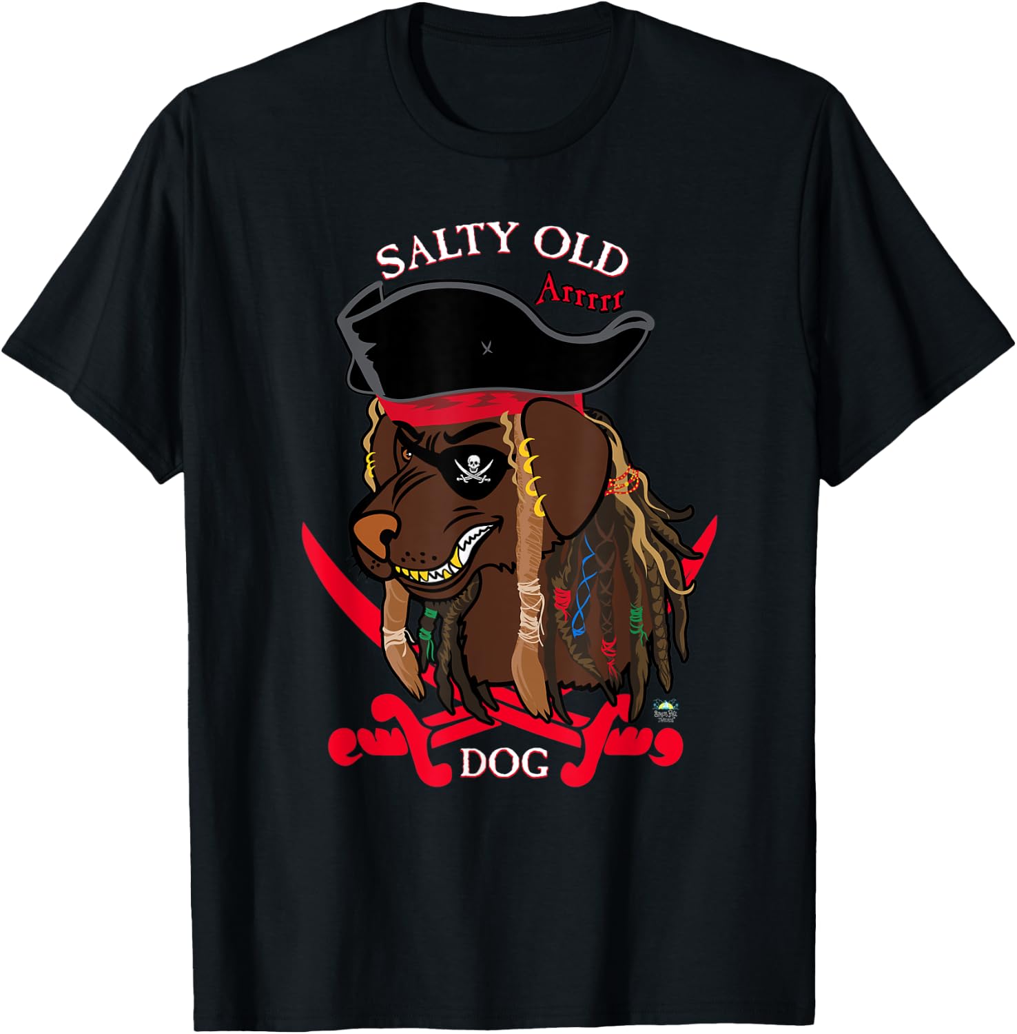 Salty Old Dog Pirate Women Kids T-Shirt - T-Shirt | Black