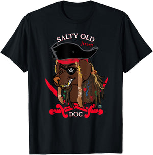 Salty Old Dog Pirate Women Kids T-Shirt - T-Shirt | Black