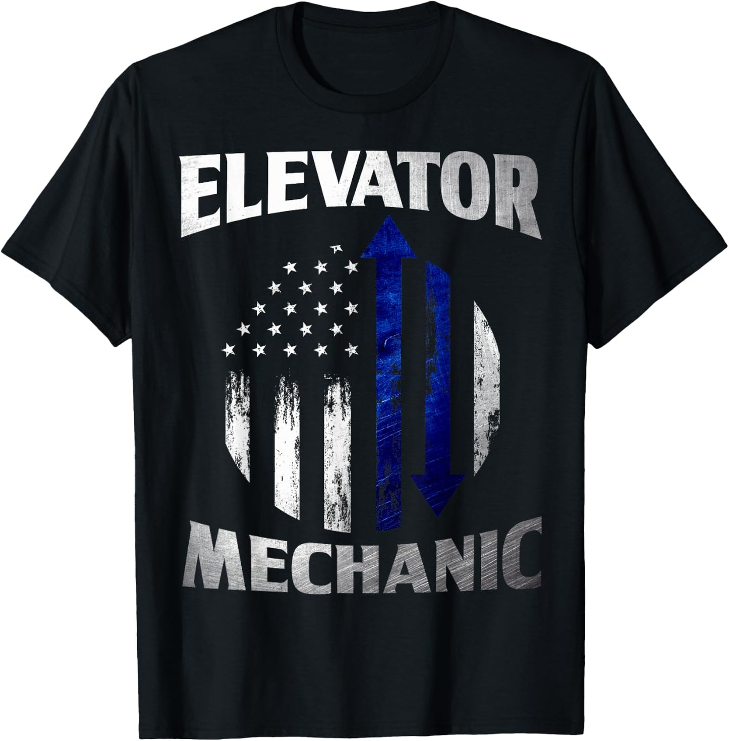 Elevator Mechanic American Flag Elevator Technician T-Shirt - T-Shirt | Black