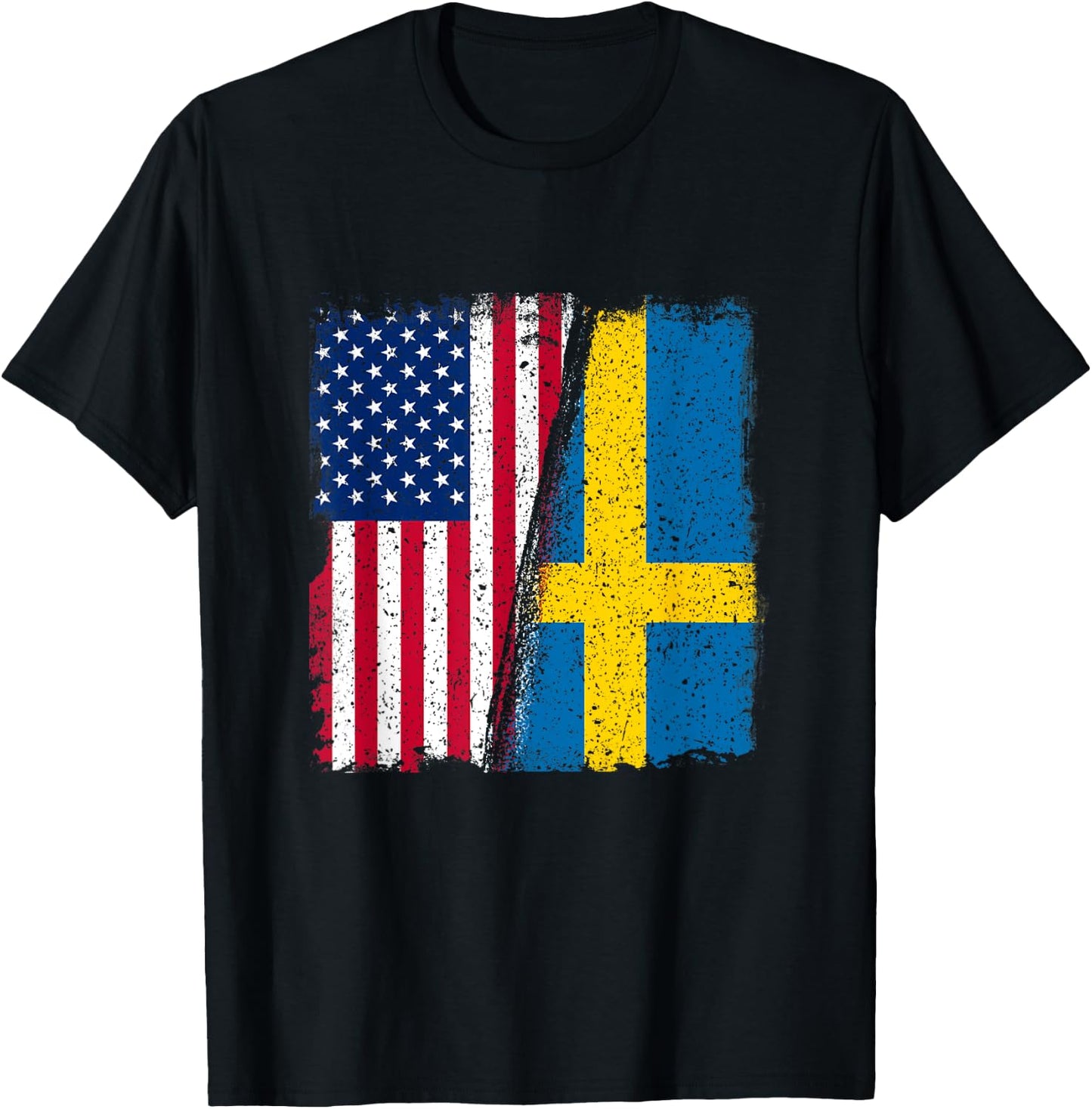 Sweden USA Swede USA Lover Sverige USA Flag T-Shirt - T-Shirt | Black