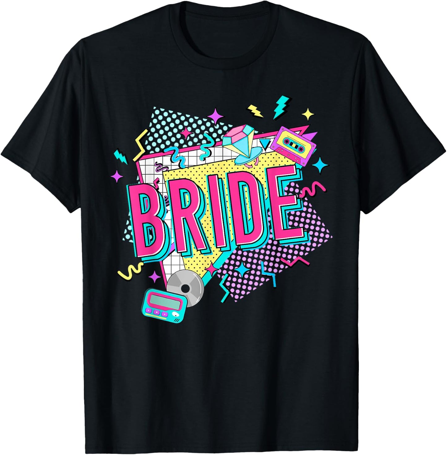 Retro Bride of the 90s Bachelorette Party 90s Bride T-Shirt - T-Shirt | Black