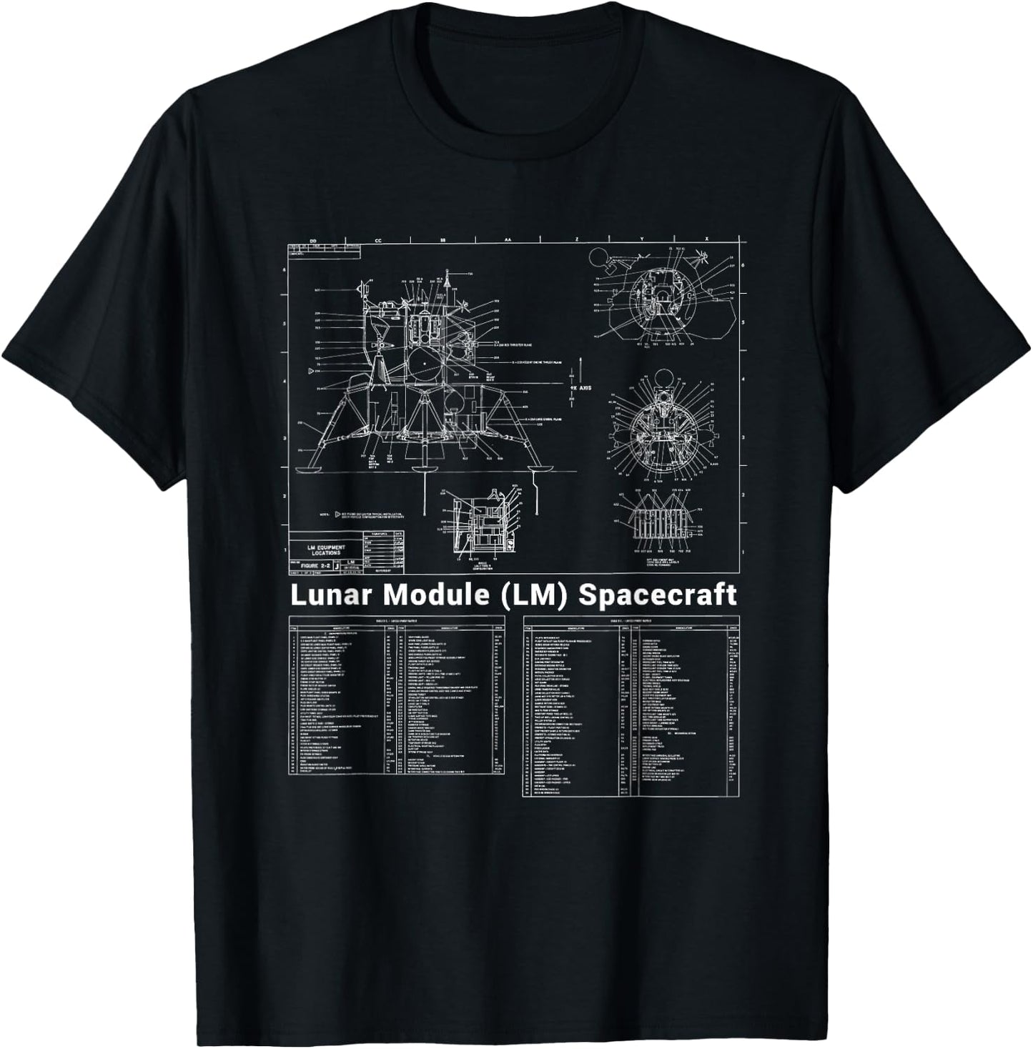 Lunar Lander (LM) Spacecraft Blueprint T-Shirt - T-Shirt | Black