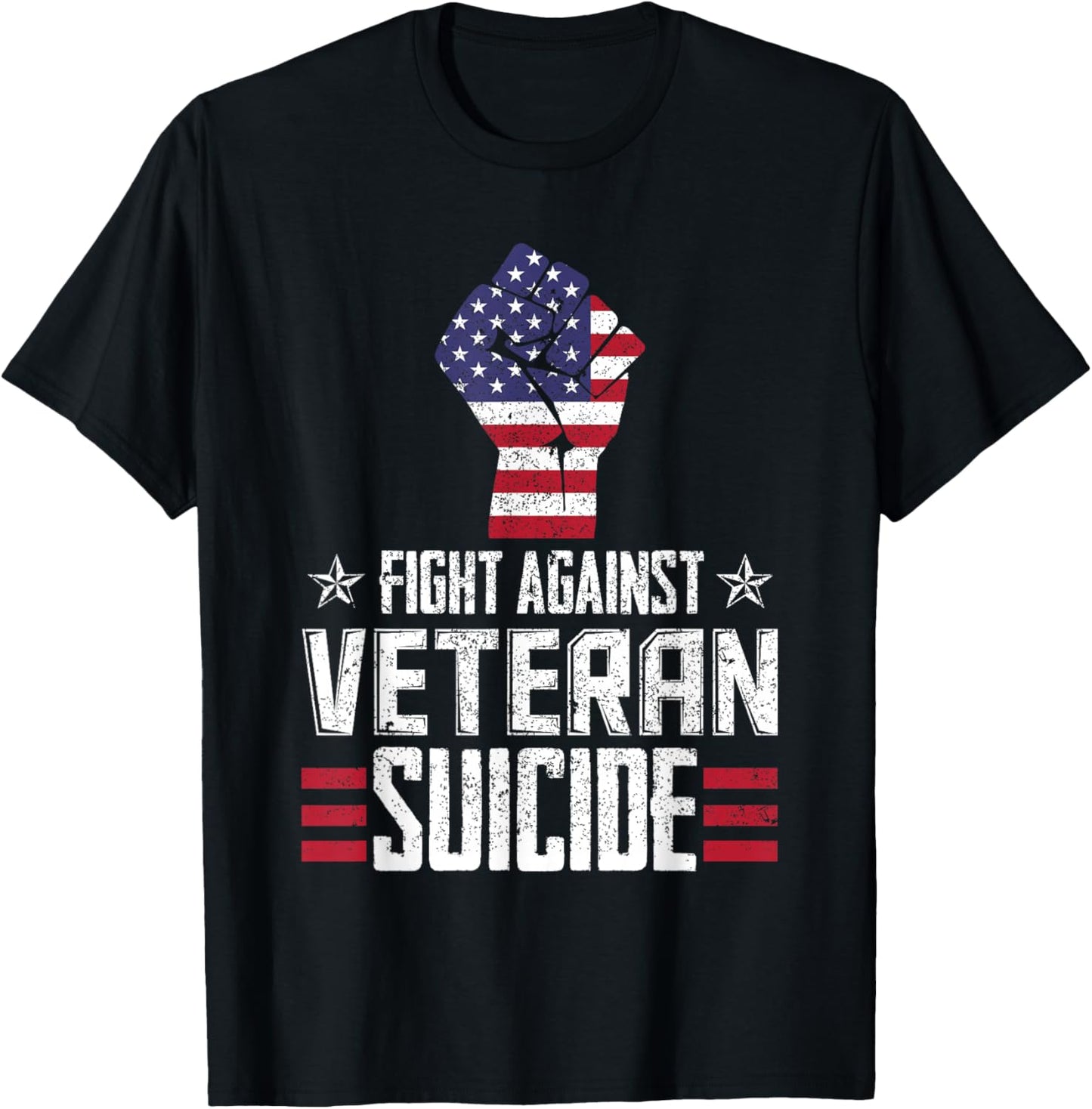Fight Against Veteran Suicide Awareness Day T-Shirt - T-Shirt | Black