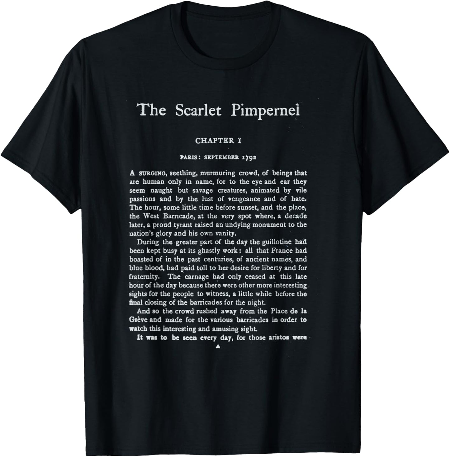 The Scarlet Pimpernel Baroness Orczy First Page T-Shirt - T-Shirt | Black