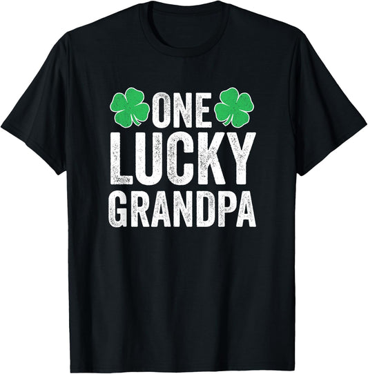 One Lucky Grandpa Shirt Men St Patricks Day Grandpa T-Shirt - T-Shirt | Black