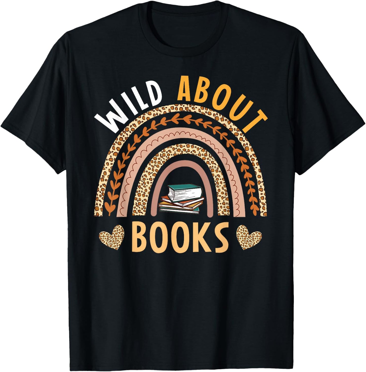 Wild About Books Leopard I Love Reading Book Lover T-Shirt - T-Shirt | Black