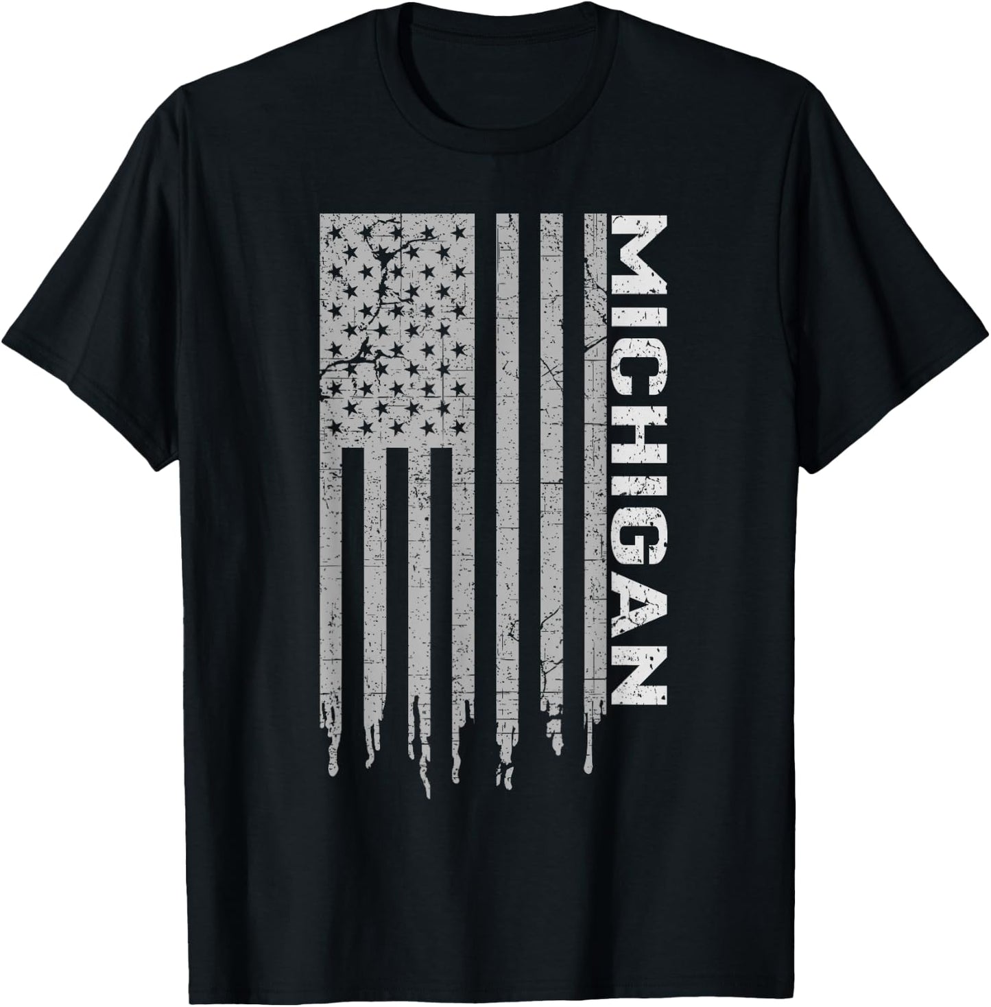 Michigan USA Flag Patriotic American 4th of July Michigan T-Shirt - T-Shirt | Black
