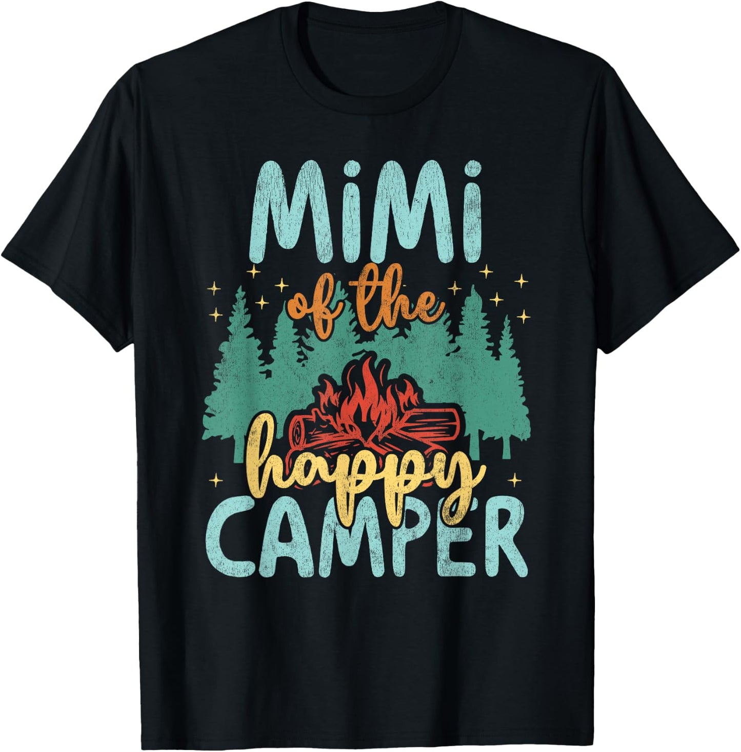 Mimi of Happy Camper 1st Birthday Party Retro Mimi T-Shirt - T-Shirt | Black