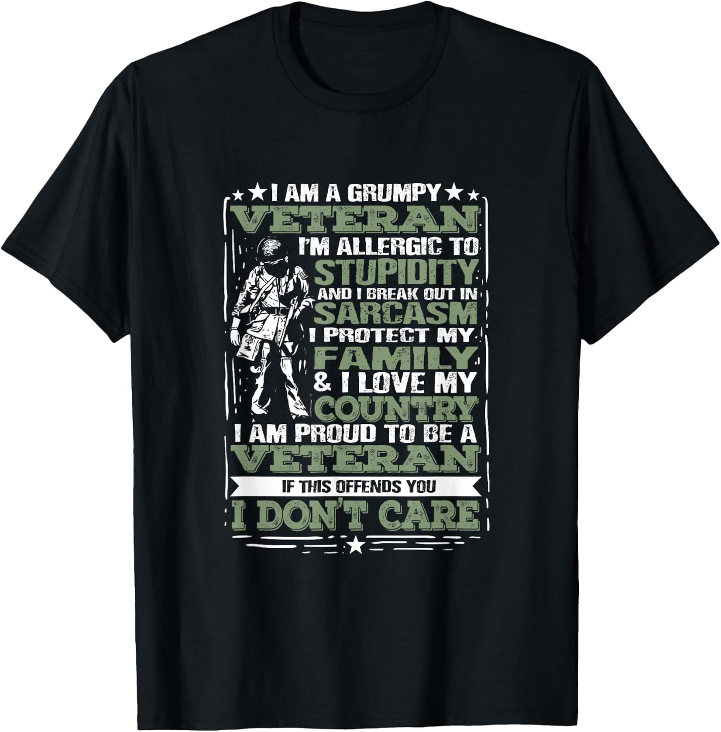 I'm A Grumpy Veteran Quote For A US Military Veteran T-Shirt - T-Shirt | Black