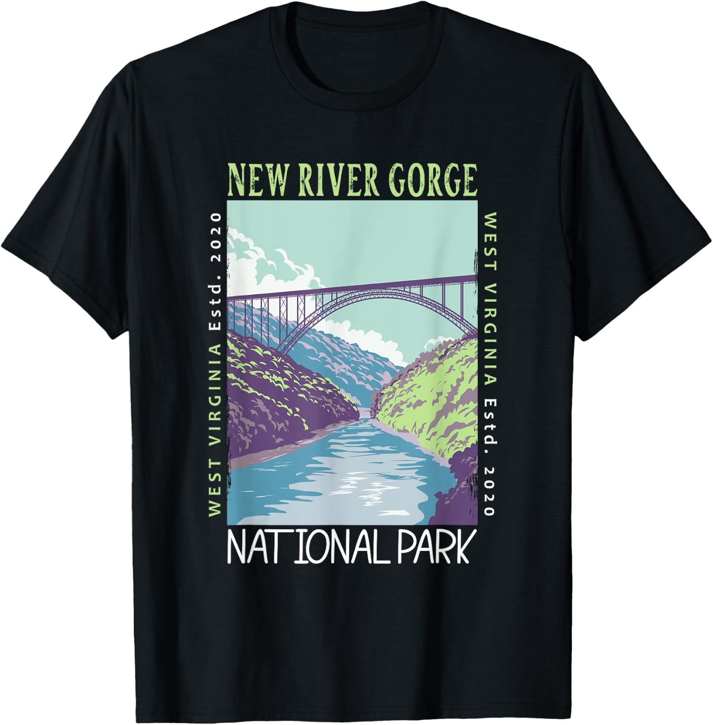 New River Gorge National Park Bridge Distressed Vintage T-Shirt - T-Shirt | Black