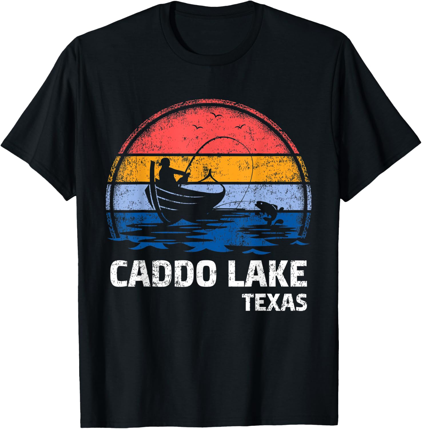 Vintage Retro Texas Caddo Lake Summer Fishing T-Shirt - T-Shirt | Black