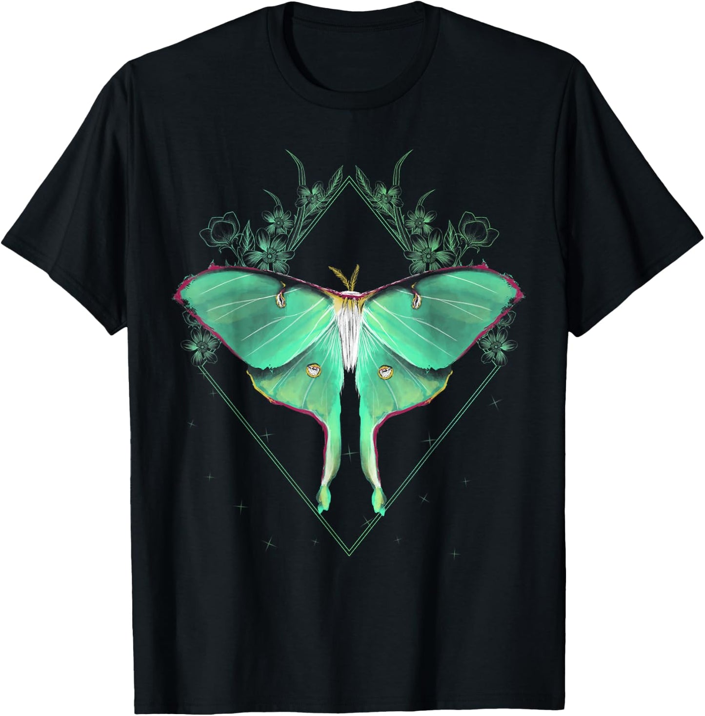 Cute Luna Moth Beautiful Butterfly Insect Lover Themed T-Shirt - T-Shirt | Black