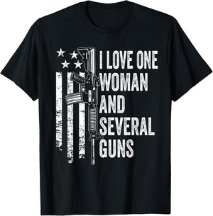 I Love One Woman And Several Guns - Husband Dad Gun (BACK) T-Shirt - T-Shirt | Black