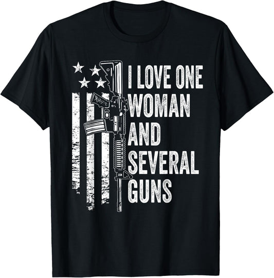 I Love One Woman And Several Guns - Husband Dad Gun (BACK) T-Shirt - T-Shirt | Black
