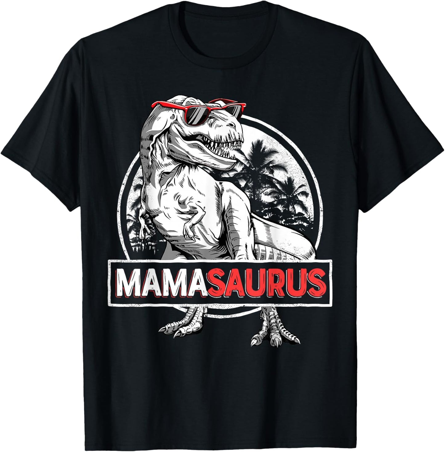Mamasaurus T rex Dinosaur Funny Mama Saurus Mother's Family T-Shirt - T-Shirt | Black