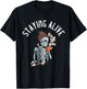 Coffee Drinking Skeleton - Staying Alive Vintage Women Girl T-Shirt - T-Shirt | Black
