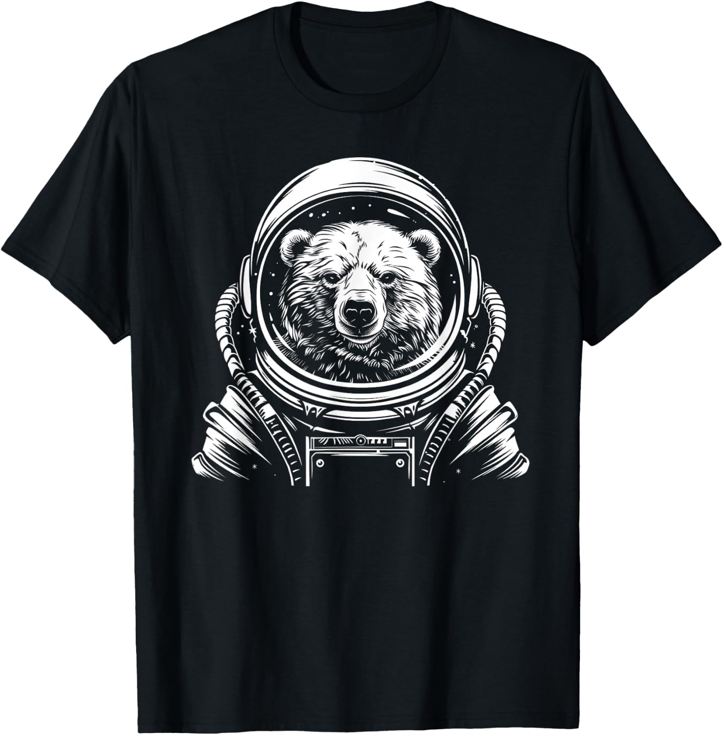 Funny Polar Bear Astronaut Astro Space Suit Mom Dad T-Shirt - T-Shirt | Black