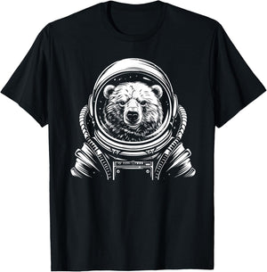 Funny Polar Bear Astronaut Astro Space Suit Mom Dad T-Shirt - T-Shirt | Black