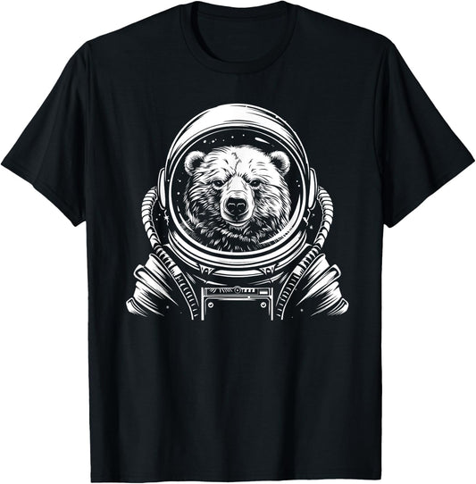 Funny Polar Bear Astronaut Astro Space Suit Mom Dad T-Shirt - T-Shirt | Black