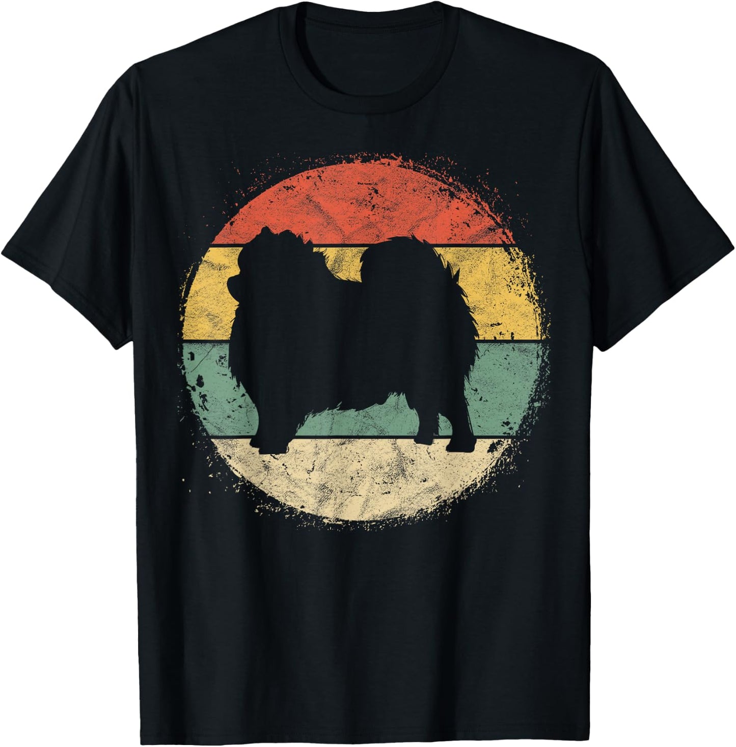 Circular Retro Pomeranian Owner Parents Pompom Dog Mom Women Girls Kids T-Shirt - T-Shirt | Black