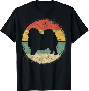 Circular Retro Pomeranian Owner Parents Pompom Dog Mom Women Girls Kids T-Shirt - T-Shirt | Black