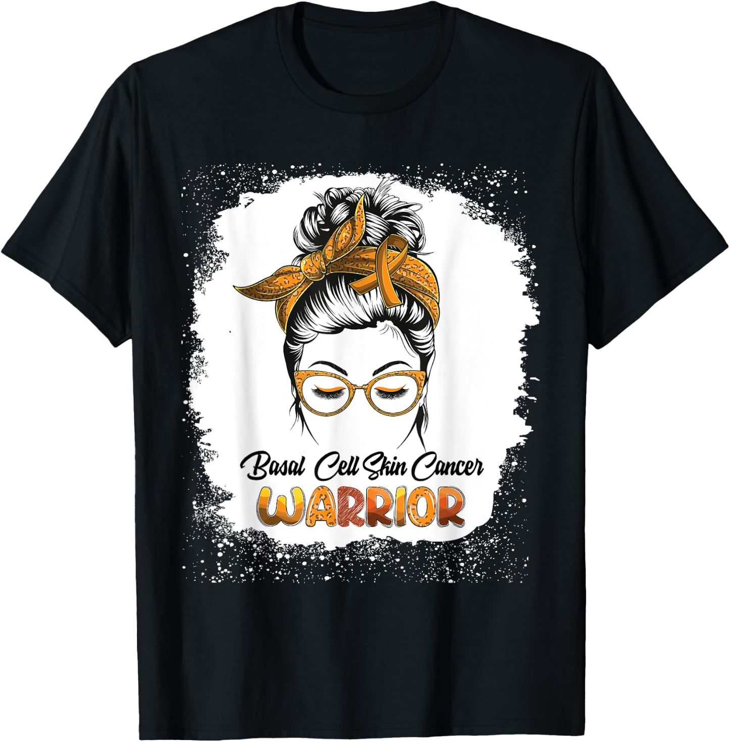 Basal Cell Skin Cancer Warrior Bleached Messy Bun Survivor T-Shirt - T-Shirt | Black
