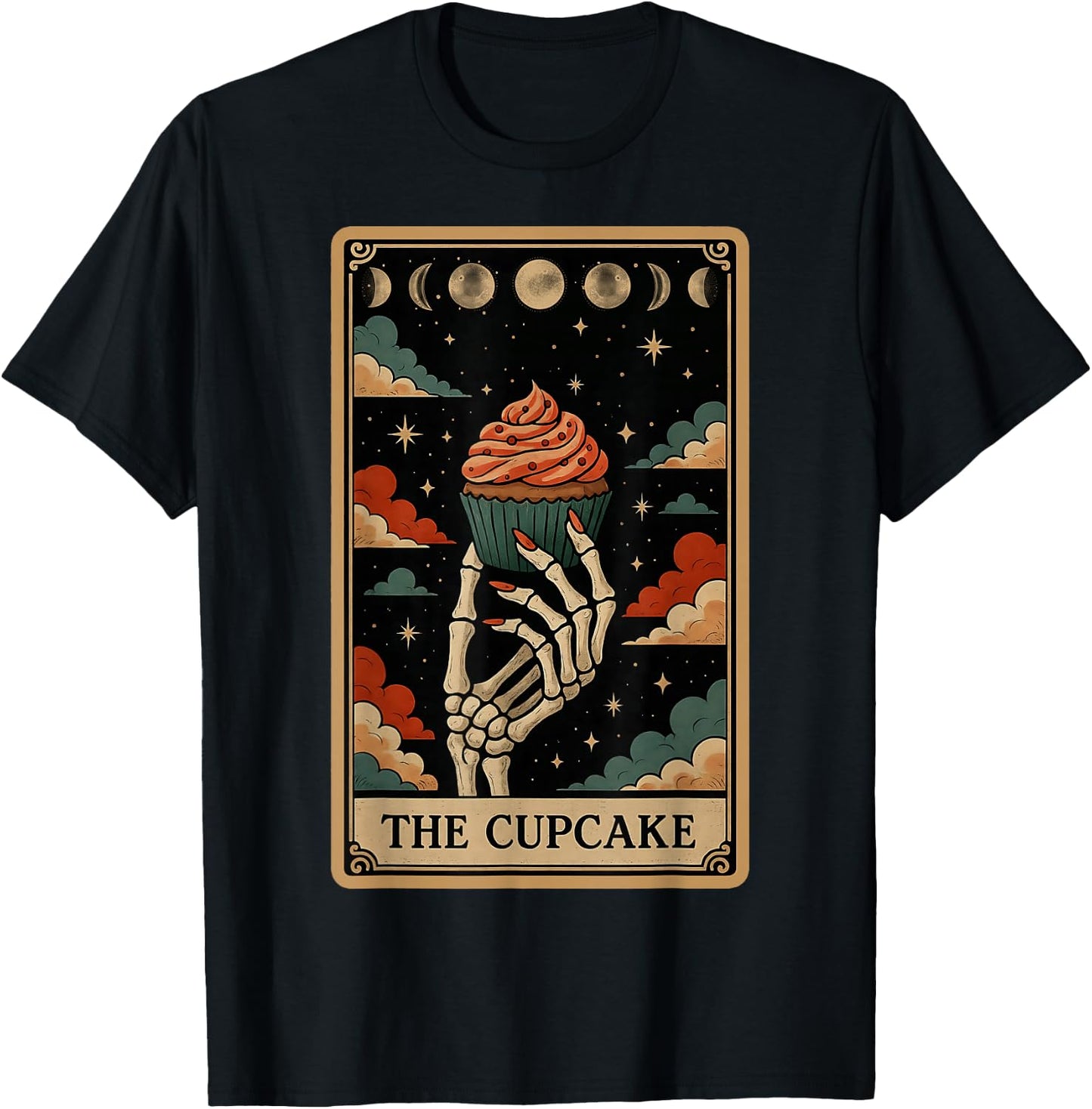 The Cupcake Baker Baking Tarot Card Skeleton Witchy T-Shirt - T-Shirt | Black